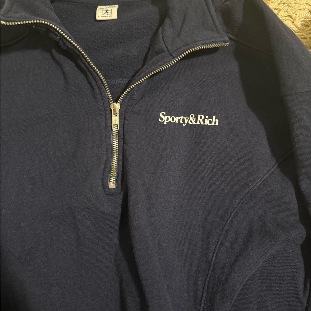 Sporty & Rich Dark Blue High-Collar Jacket - Picture 3 of 5